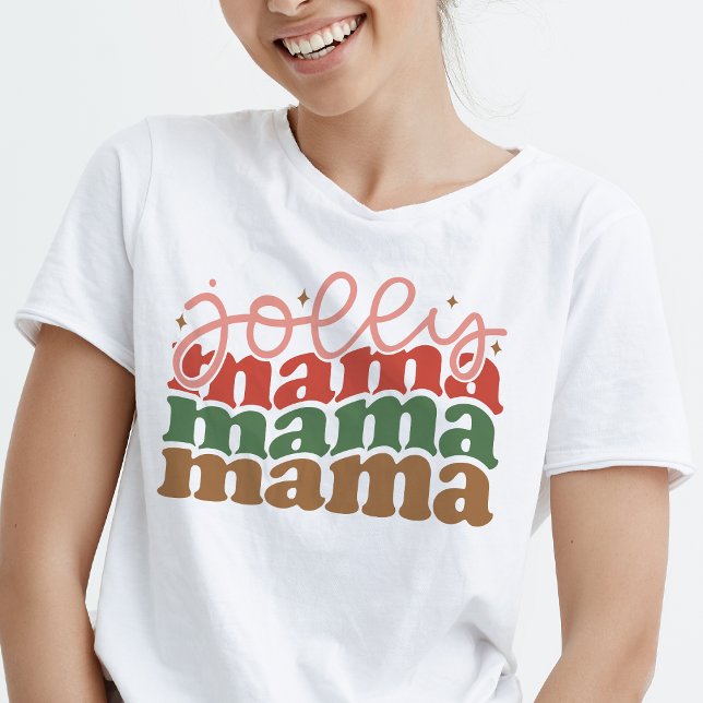 Jolly Mama Retro Groovy Feriados de Natal (Jolly Mama Retro Groovy Christmas Holidays T-Shirt)