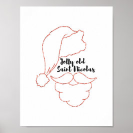 Jolly Old Santo Nicolas Red Glitter Poster