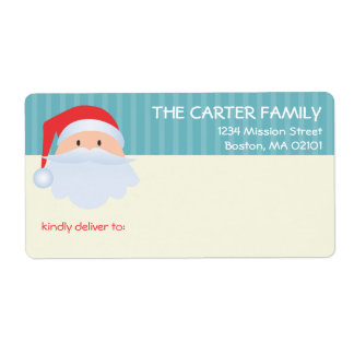 Jolly Santa Claus azul listras divertidas etiqueta
