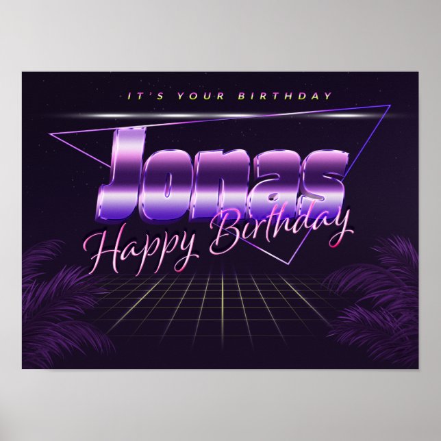 Jonas Name Vorname lila retro Poster Geburtstag (Frente)