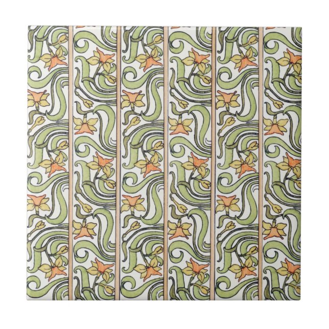 Jonquil Stripe Green Orange Art Nouveau (Frente)