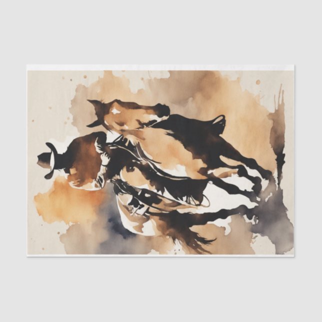 Jornada de Cowboy em Papel Decoupage de Aquarela (Frente )