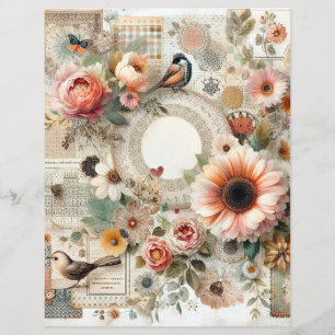 jornal de colagem shabby chic cottage core scrapbo