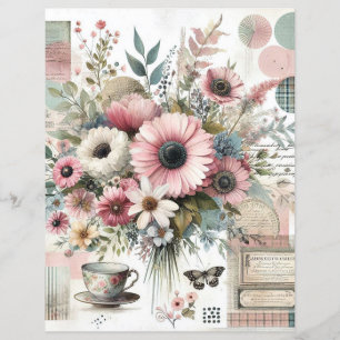 jornal de colagem shabby chic cottage core scrapbo