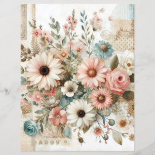 jornal de colagem shabby chic cottage core scrapbo
