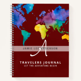 Jornal de Viagem Mapa Mundial Aquarela Moderno Per