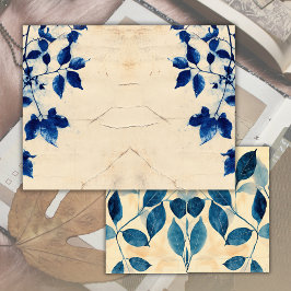 Jornal Sucata de Folhas Antigas Azul Vegetação Vin