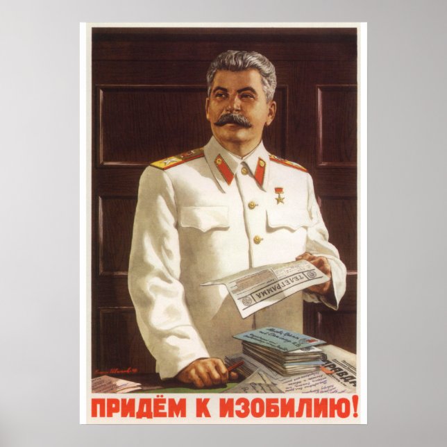 Joseph Stalin poster de propaganda soviética (Frente)