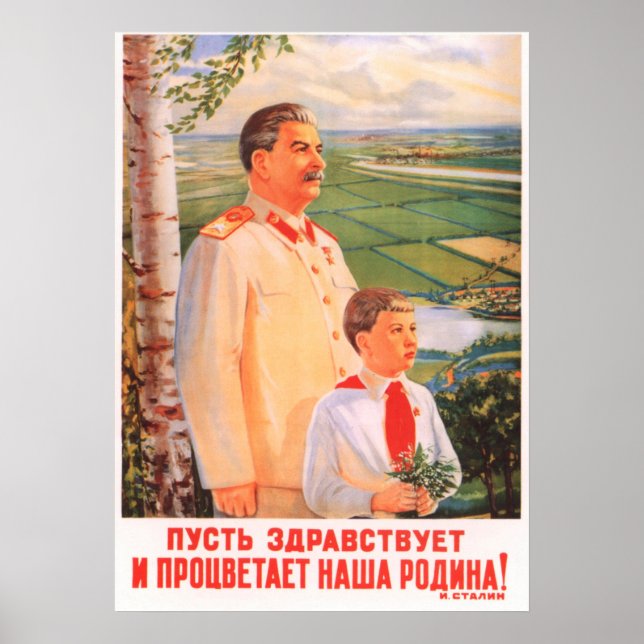 Joseph Stalin poster de propaganda soviética (Frente)