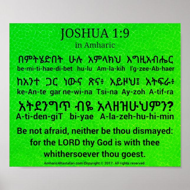 Joshua 1:9 na Poster Amharic (Frente)