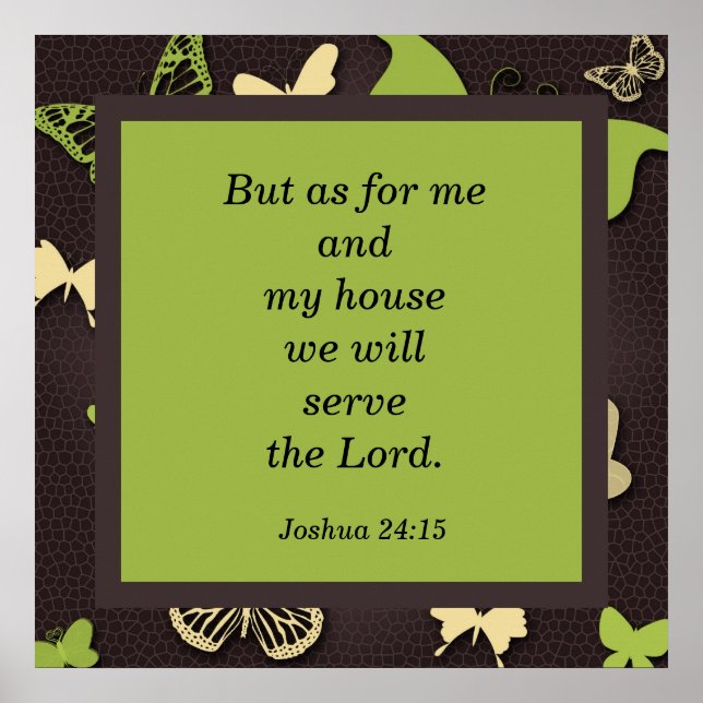 Joshua 24:15 Scripture Verse Butterfly Poster (Frente)