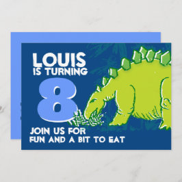 Jovem de aniversário do Dinossaur 8º convite verde