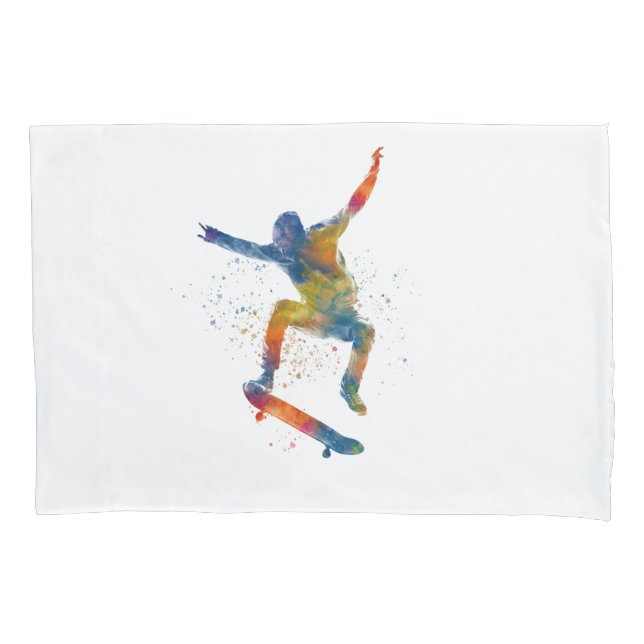 jovem em skate watercolor (Frente-Esquerda)
