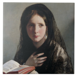 Jovem Mulher Perdida nos Sonhos (Lendo um Livro)