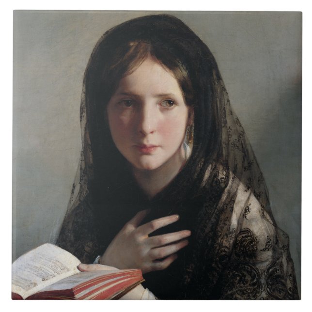 Jovem Mulher Perdida nos Sonhos (Lendo um Livro) (Frente)