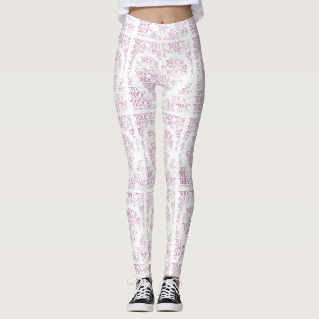 Jovem Rosa Coração Feita à Mão Yoga Pants Leggings (Frente)