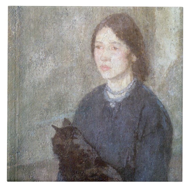 Jovem Segurando um Gato Negro (por Gwen John) (Frente)