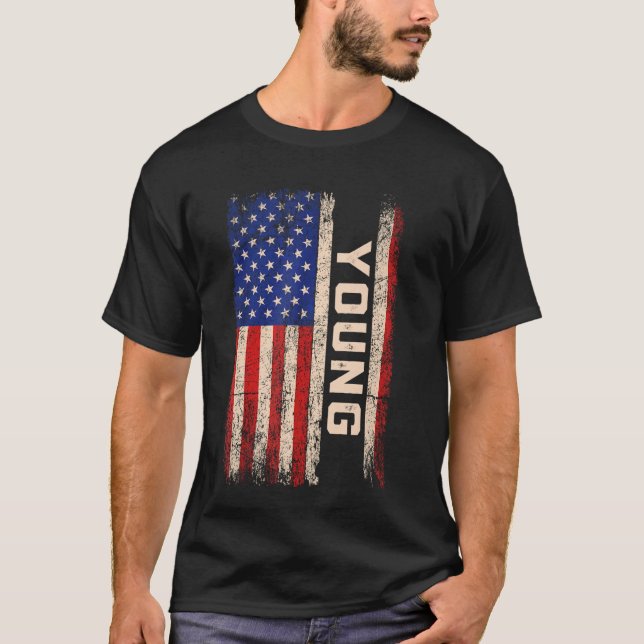 Jovem Sobrenome Camisa Jovem Nome Bandeira America (Frente)