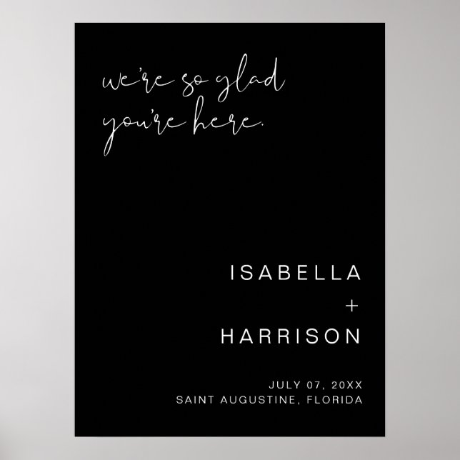 JOVI Edgy Black Modern Wedn Welcome Poster (Frente)