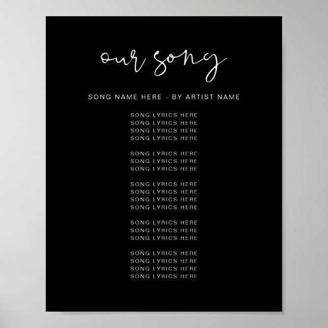 JOVI Modern Edgy Black Wedding Song Poster (Frente)