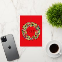 Joy Berry Wreath Vibrant Folded Foil Holiday Card
