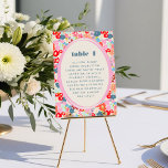 Joy Bold Bold Bright Mesa Floral Sem Assento<br><div class="desc">Esta placa de número de assentos da mesa de casamento vibrante e divertida apresenta uma explosão de cor! Fontes chicas e divertidas, combinadas com um bom histórico de jardim floral, fazem disso uma alegria a acrescentar ao dia do seu casamento. O design duplica no lado oposto. Par com a coleção...</div>