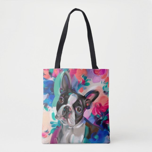 'Joy' Boston terrivel arte de cachorro tote bag (Frente)