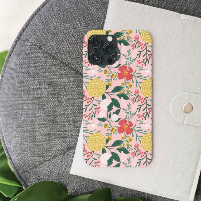 Joy Botanical Floral Festivo Padrão Rosa (Joy Botanical Floral Festive Garden Pattern Pink Case-Mate iPhone Case)