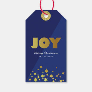 Joy Botas Etiquetas de Presente Azuis e Douradas