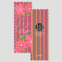 Joy Christmas Poinsettia Stripe Business Logo Gift