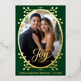  Joy | Elegant Calligraphy Photo Green Christmas