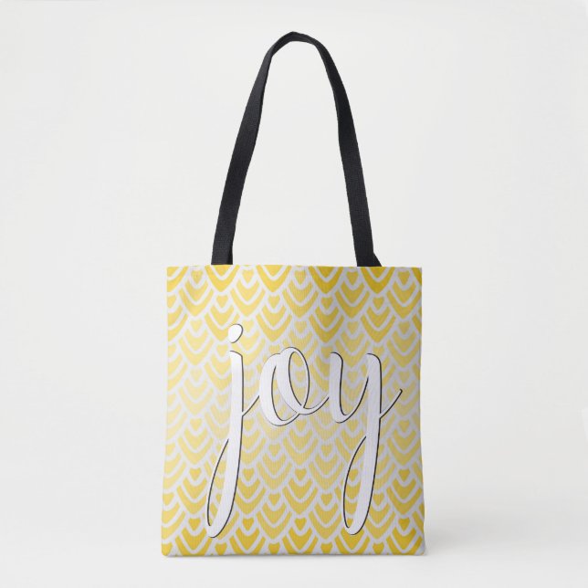Joy Inspirational Quote Tote Amarelo Cheerful (Frente)