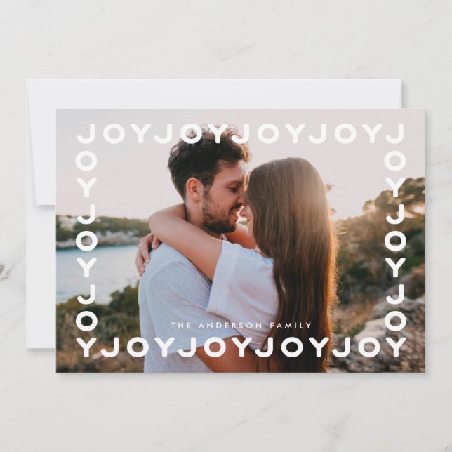 Joy Joy Joy Frame Holiday Cartões de foto de Natal (Frente)