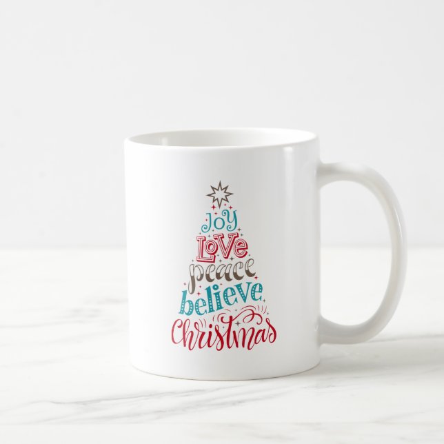 Joy Love Peace Acredite na caneca de Natal (Direita)