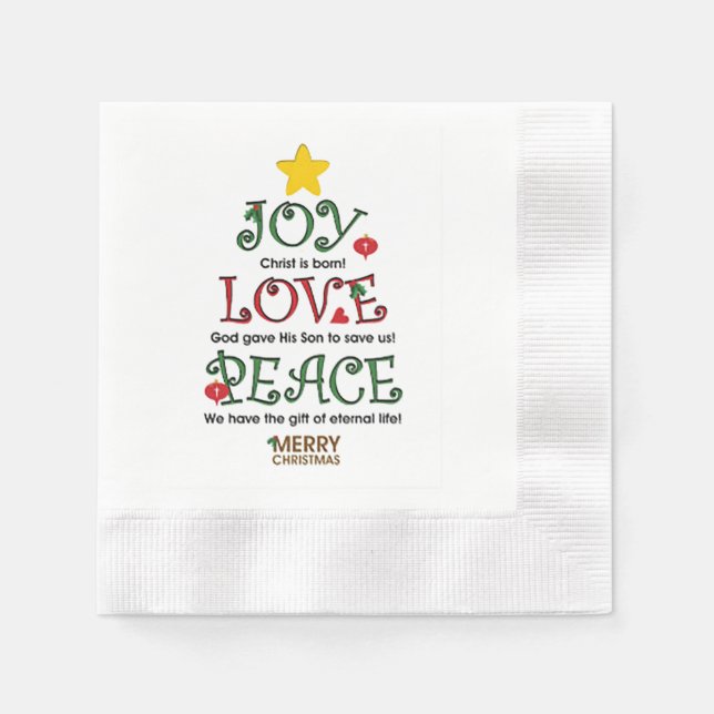Joy Love Peace cunhou o guardanapo de papel coquet (Frente)