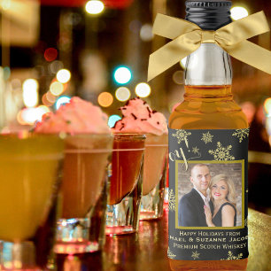 Joy! Ouro divertido Snowflakes com Photo Holiday