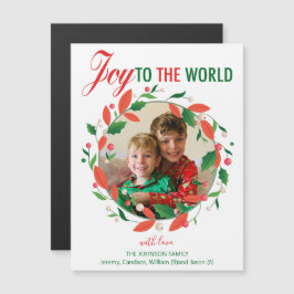 Joy para o World Christmas Wreath Photo Magnet