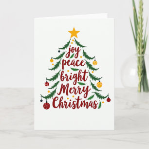 Joy Peace Bright Feliz Cartão de Árvore de Natal