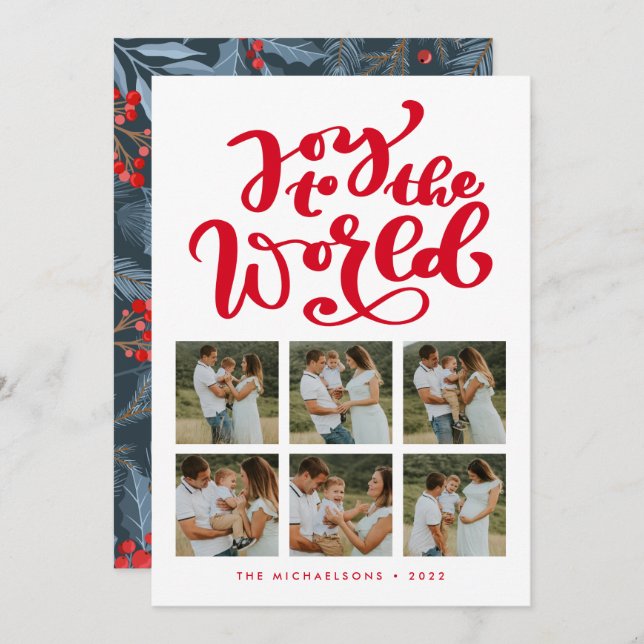 JOY TO THE WORLD Add Your Photos Collage (Frente/Verso)