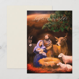Joy to the world, cena da natividade, cartão de na