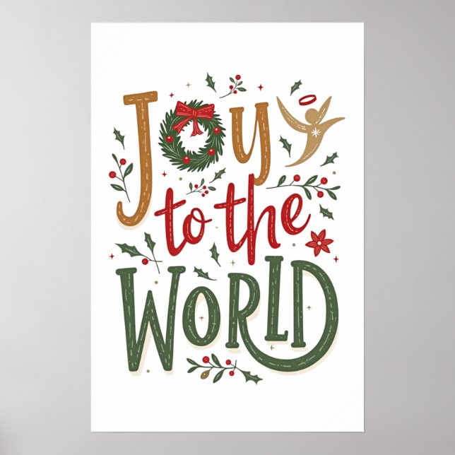 Joy To The World Christmas Poster Wall Art (Frente)