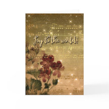 Joy to the World Dourado Sparkle Cartões de natal