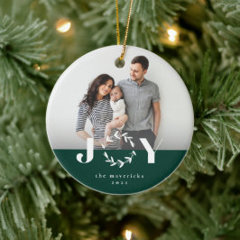 Joy wreath, ornamento de fotos de feriado