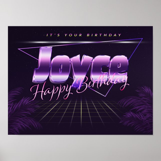 Joyce Name Vorname lila retro Poster Geburtstag (Frente)