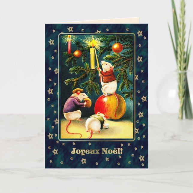 Joyeux Noël. Cartões de Natal em francês (Frente)