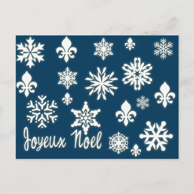 Joyeux Noel com placas Snowflakes, Cartões postais (Frente)