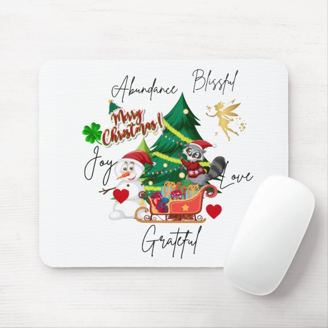 Joyful Christmas Mouse Pad | Holiday Desk Gift (Com mouse)