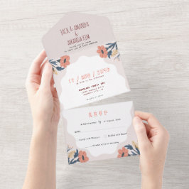 Joyful Floral Pink Casamento Retroativo Tudo em um