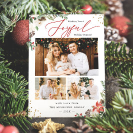 Joyful Holiday Season Winter Floral 3 Cartões com 