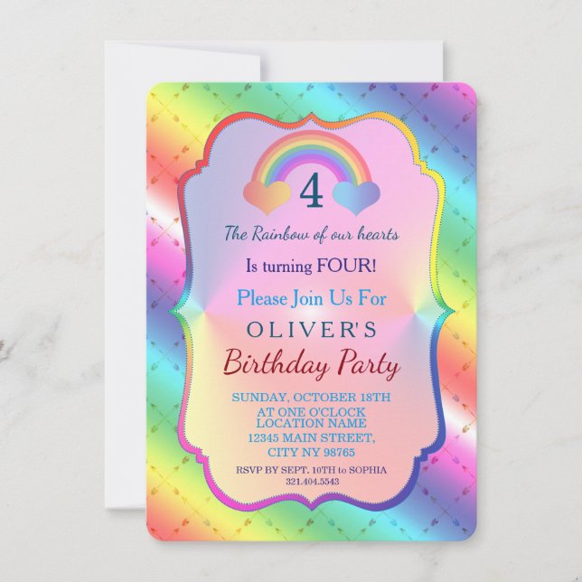 Joyful Rainbow Arrows BOY Convite de aniversário (Frente)